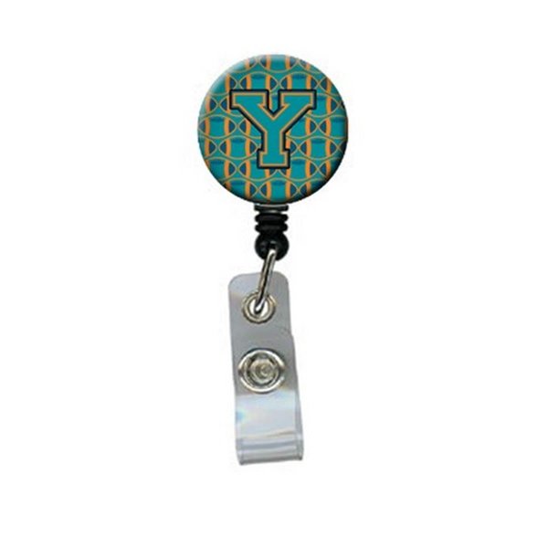 Teachers Aid Letter Y Football AquaOrange & Marine Blue Retractable Badge Reel TE257942